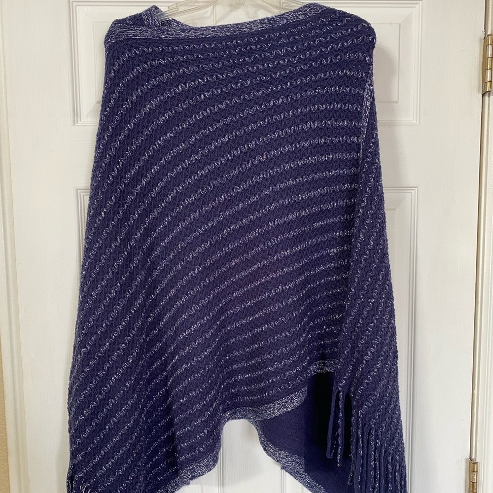 Women’s Blue & Silver Sweater Poncho $10